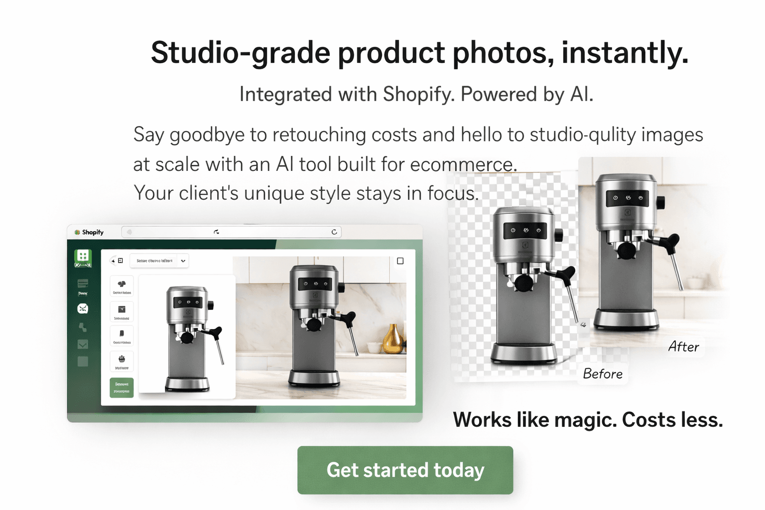 Zero risk, full reward-test our AI image editor on your live Shopify catalog.